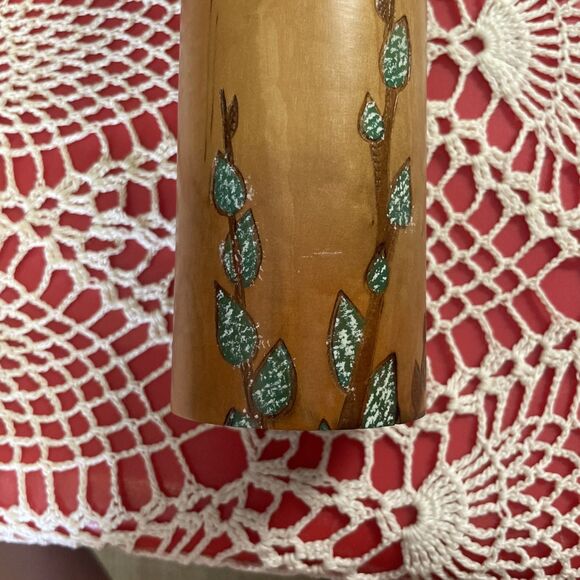 Vintage USABURO Kokeshi Wooden Doll Signed Willow Buds Pattern  7.5” - Picture 2 of 6